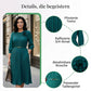 Elegantes plissiertes Midikleid mit 3/4-Ärmeln und Gürtel für Damen