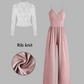 🌸 Zweiteiliges Set für Damen: Spitzen-Top und Jumpsuit mit Taschen