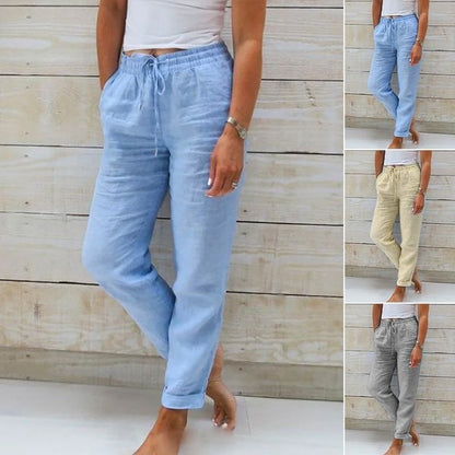 Damenhose aus Baumwolle & Leinen mit Elastischem Bund – Bequem, Atmungsaktiv & Lässiger Look 🥰
