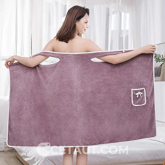 Damen Bademantel aus Coral Fleece – Schnelltrocknend, Atmungsaktiv & Bequem mit Verstellbaren Bändern | Ideal für Dusche, Pool, Yoga | Hautfreundlich & Vielseitig