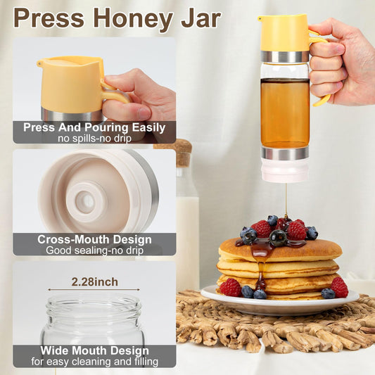 💥LAST DAY SALE 57% OFF🍯✨9oz No-Drip Glass Honey & Syrup Dispenser