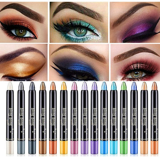 💥Packung mit zwei💥15-Farben-Highlighter-Lidschattenstift, wasserfester Glitzer-Lidschatten-Eyeliner-Stift