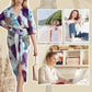 Elegantes zweiteiliges Wickelkleid-Set mit Aquarellmotiv für Damen