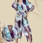 Elegantes zweiteiliges Wickelkleid-Set mit Aquarellmotiv für Damen