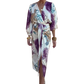 Elegantes zweiteiliges Wickelkleid-Set mit Aquarellmotiv für Damen