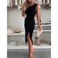 Ärmelloses Damen Bodycon Kleid mit Schlitz