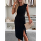 Ärmelloses Damen Bodycon Kleid mit Schlitz