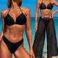 Transparente Strandhose Weites Bein, Wickelgürtel, leichtes Chiffon für den Strand