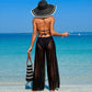 Transparente Strandhose Weites Bein, Wickelgürtel, leichtes Chiffon für den Strand
