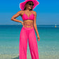 Transparente Strandhose Weites Bein, Wickelgürtel, leichtes Chiffon für den Strand
