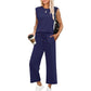 Damen Casual Cap Ärmel Top Weite Hosen Set