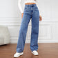 Lässige Stretchjeans mit hoher Taille, mehreren Taschen und weitem Bein