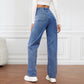 Lässige Stretchjeans mit hoher Taille, mehreren Taschen und weitem Bein
