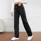 Lässige Stretchjeans mit hoher Taille, mehreren Taschen und weitem Bein
