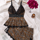 Nachtwäsche-Set aus Camisole und Shorts mit V-Ausschnitt und Spitzenbesatz✨Sanft und sexy – auch zu Hause sollst du stilvoll glänzen!