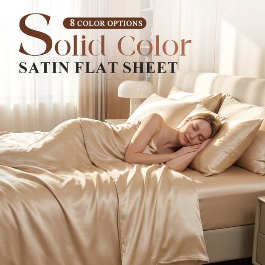 Einfarbiges Satin-Flachlaken🛏️Sobald es die Haut berührt, vermittelt es ein außergewöhnlich beruhigendes Gefühl und ist somit ideal für den Schlaf.😴