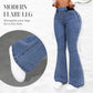 Damen High-Waist Schlagjeans aus Stretch-Denim