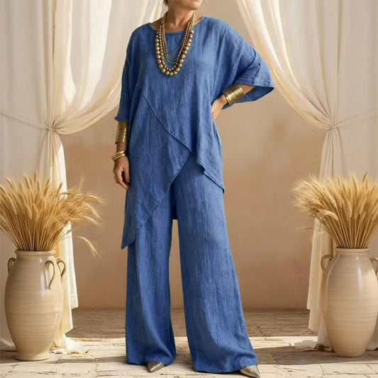 🔥Solange der Vorrat reicht 55% Rabatt!🎉Zweiteiliges Damen-Outfit mit lockerer Passform und asymmetrischem Oberteil