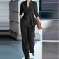 Elegantes Kostüm für Damen mit Krawattengürtel und weit geschnittener Hose