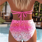Bikini-Set mit hohem Bund und Leopardenmuster mit Farbverlauf