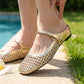 👡54 % Rabatt!☁️Damen-Mules aus gewebtem Material mit eckiger Spitze und Mary-Jane-Verschluss