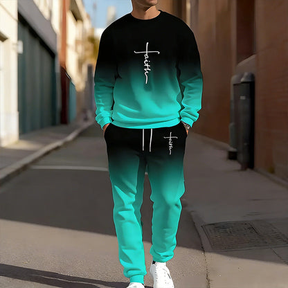 Herren-Trainingsanzug – Farbverlauf-Design, Weich & Atmungsaktiv – Für Sport, Streetstyle & Alltag, Frühling/Herbst