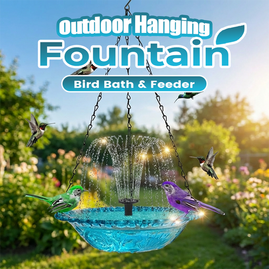 Hängender Springbrunnen für den Außenbereich mit Vogelbad und Futterstelle