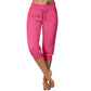 Damen 3/4 Jogginghose – Strickstoff, Hoher Bund mit Kordelzug, Mit Taschen