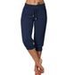 Damen 3/4 Jogginghose – Strickstoff, Hoher Bund mit Kordelzug, Mit Taschen