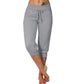Damen 3/4 Jogginghose – Strickstoff, Hoher Bund mit Kordelzug, Mit Taschen