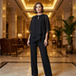 ✨🔥Eleganter Zweiteiler: Bluse mit asymmetrischem Saum & weite Hose