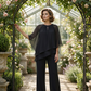 ✨🔥Eleganter Zweiteiler: Bluse mit asymmetrischem Saum & weite Hose