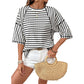 Damen-T-Shirt mit Streifen und lockerer Passform