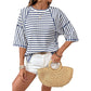 Damen-T-Shirt mit Streifen und lockerer Passform