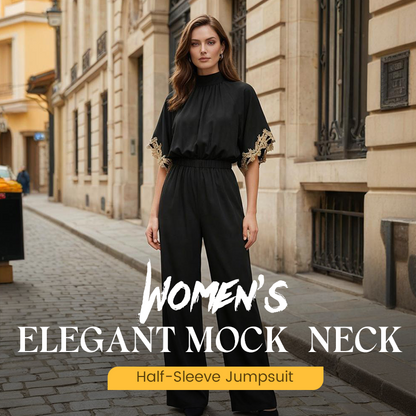 Eleganter Jumpsuit mit Stehkragen und kurzen Ärmeln für Damen
