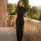 Eleganter Jumpsuit mit Stehkragen und kurzen Ärmeln für Damen