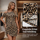 Minikleid mit asymmetrischem Ausschnitt und Leopardenmuster