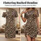 Minikleid mit asymmetrischem Ausschnitt und Leopardenmuster
