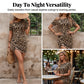 Minikleid mit asymmetrischem Ausschnitt und Leopardenmuster