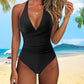 Sexy, geraffter, rückenfreier Neckholder-Badeanzug für Damen