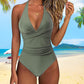 Sexy, geraffter, rückenfreier Neckholder-Badeanzug für Damen