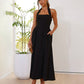 Damenkleider mit quadratischem Ausschnitt, tailliertem Schnitt, Hängekragen und rückenfreiem Design