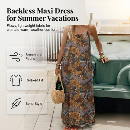 Sommerliches, rückenfreies Maxikleid mit Spaghettiträgern für Damen