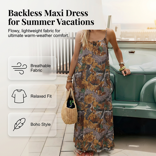 Sommerliches, rückenfreies Maxikleid mit Spaghettiträgern für Damen