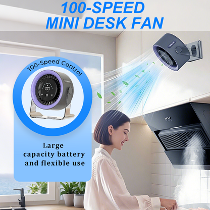 🔥Mini-Tischventilator mit 100 Geschwindigkeiten und Digitalanzeige